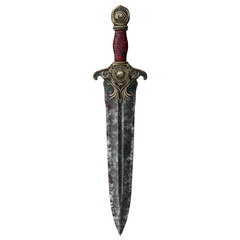 Haunted and cursed ancient relic dagger isolated on transparent background