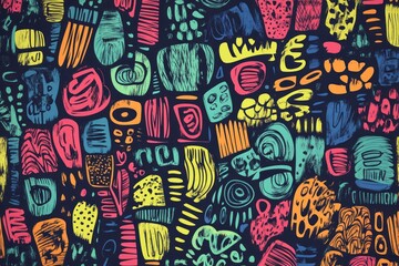 Fototapeta premium Vibrant Abstract Geometric Shapes in Bright Colors on Dark Background for Modern Design Projects