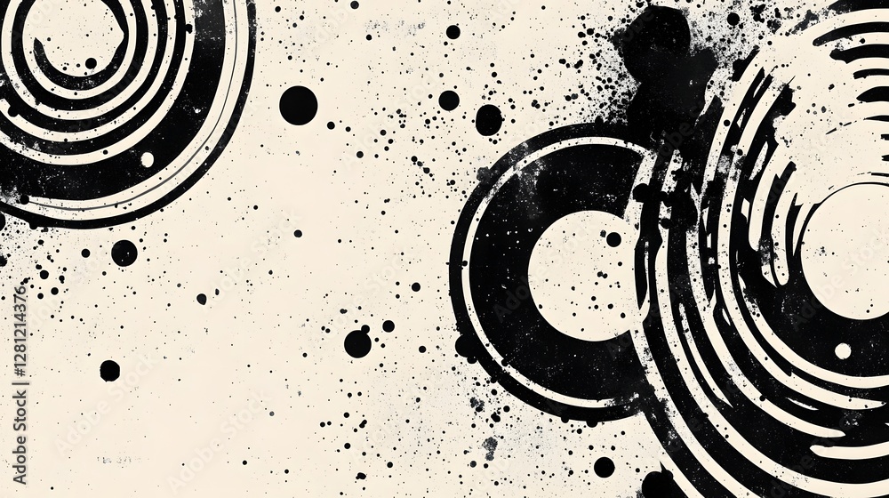 Poster Captivating monochrome abstract composition with swirling fluid shapes geometric patterns and dynamic movement creating a sense of energy contrast and visual intrigue