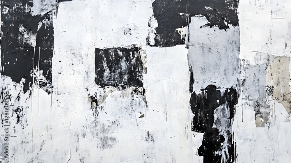 Poster captivating monochrome abstract painting with expressive brushstrokes and grungy textures this strik