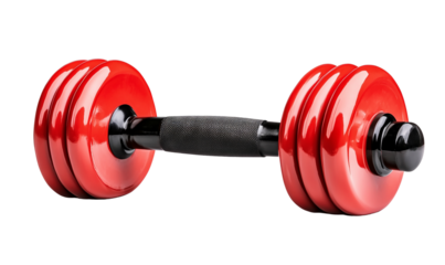 Red dumbbell for fitness and strength training.