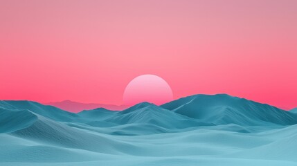 Serene Landscape with Soft Pink Sky and Subtle Distant Mountains