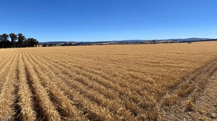 Golden Wheat Field Under a Clear Blue Sky