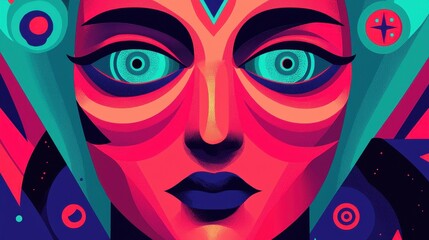 Fototapeta premium Colorful Abstract Portrait of a Woman with Unique Facial Features