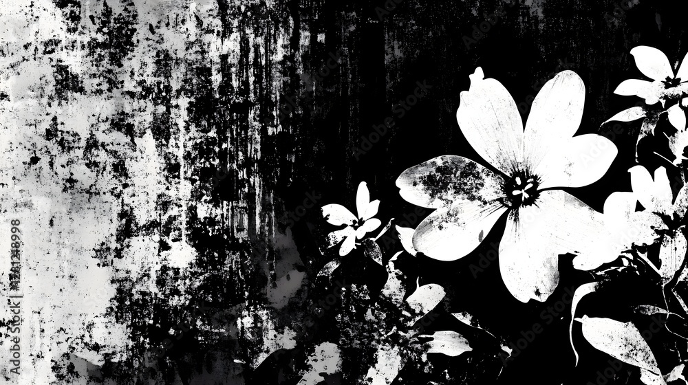 Aufkleber captivating monochrome floral silhouette abstract nature background with dramatic shadows graphic pa