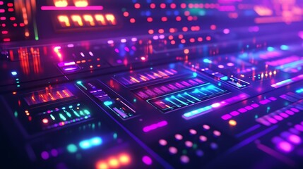 Neon Lit Futuristic Control Panel Interface Design