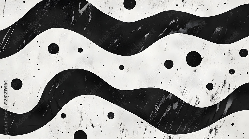 Poster captivating monochrome fluid waves dynamic abstract geometric art with striking contrasts and minima