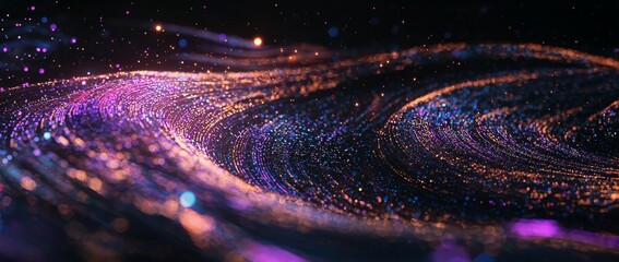 Captivating flowing glass and light forms are elevated to new heights by the combination of holographic energy, iridescent details, and ethereal lighting effects for a sophisticated wallpaper
