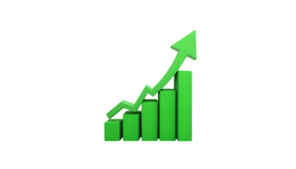 3d Green arrow growing up icon png