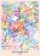 Ho Chi Minh City Vietnam City Map, district banner, business modern landmark, neighborhood paint travel, hometown downtown design, destination landmark