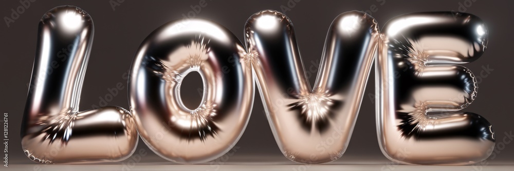 Fototapete the image is a close up of the word love in a glass bubble. the bubbles are filled with glitter, giv