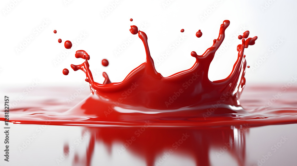 Poster Captivating red liquid splash forming a crown like shape in a dynamic and motion creating a mesmerizing visual display of fluid dynamics vibrant colors and striking contrast