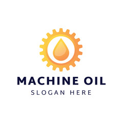 Oil and gear icon logo design. Oil drop with cog wheel icon logo design.