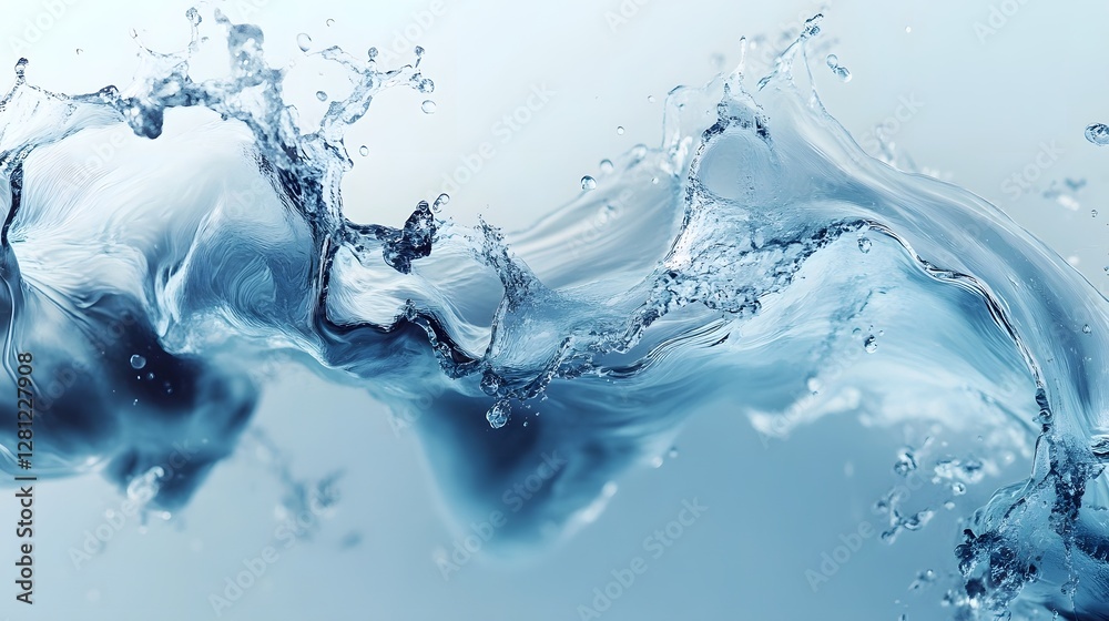 Poster Captivating Splash of Icy Blue Liquid in Fluid Motion Showcasing the Dynamic Energy and Captivating Patterns of a Freezing Natural Element