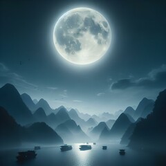 moon and mountains