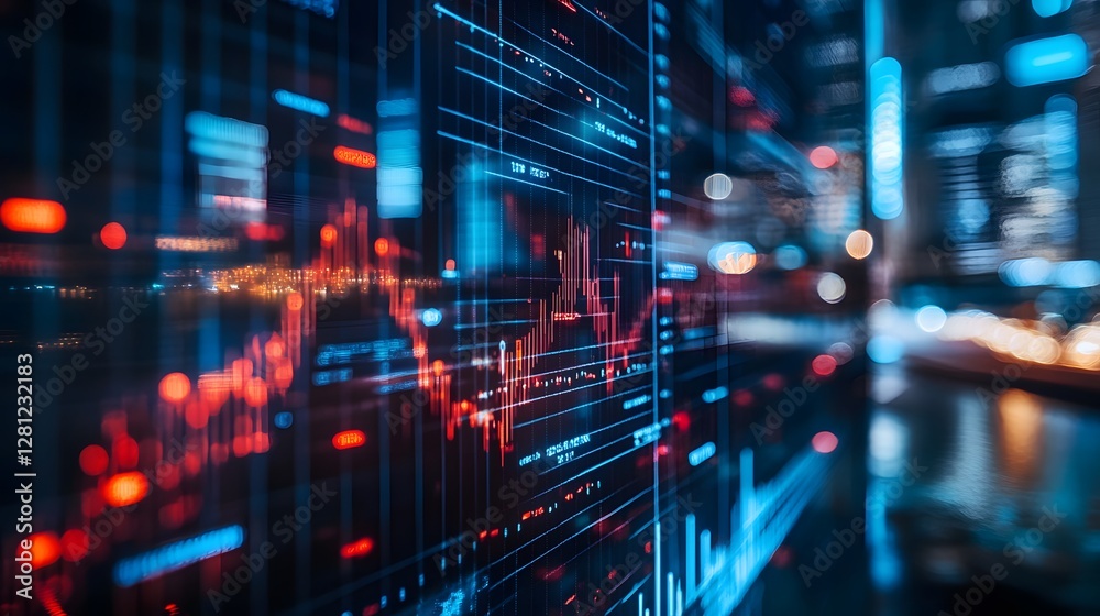 Poster an abstract representation of data visualization featuring vibrant colors and graphical elements. th