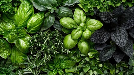 Lush Green Herb Collection Aromatic Culinary Herbs