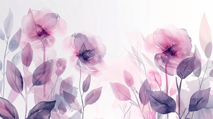 Watercolor Vector Flower Illustration Set