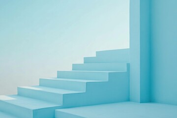 Fototapeta premium Abstract blue stairway design creating a sense of depth and tranquility, ideal for artistic and modern backgrounds, evoking feelings of calmness and inspiration