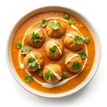 malai kofta top view on white background