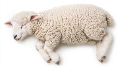 Obraz premium Cute Sleeping Lamb with Soft Wool in Peaceful Resting Position
