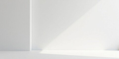 Fototapeta premium Clean Minimalist White Room Interior Design Studio Space with Sunlight Beam Illumination