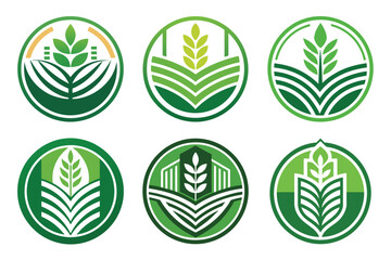 set of Agro logo icons ‍and Vector illustration with leaves