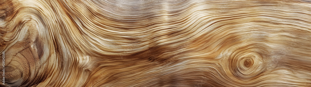 Poster closeup detailed view of an old weathered and textured wooden surface with intricate swirling organi