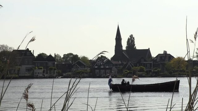 Tipical Dutch Village with Boat Passage 4K