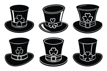  Beautiful St Patrick's day hat icon silhouette vector illustration with solid white Background

