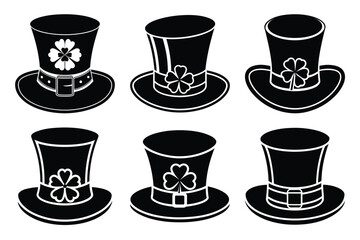  Beautiful St Patrick's day hat icon silhouette vector illustration with solid white Background
