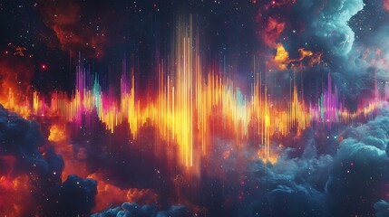 Cosmic Soundwave Abstract Art Colorful Nebula