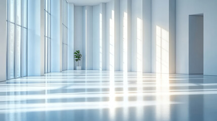 Fototapeta premium Sunlight shines through the window into the interior space of a modern building