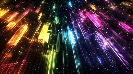 Obraz premium Rainbow Light Streaks Across Dark Space