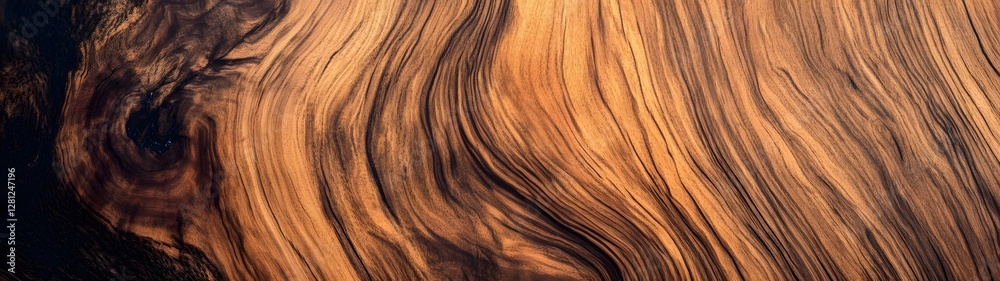 Poster Closeup of an intricately detailed and swirling wooden grain texture with natural patterns abstract curves and a weathered rustic appearance  The organic