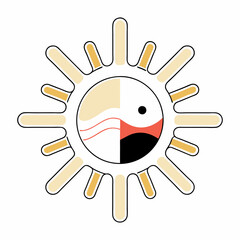 Modern Minimalist Geometric Sun Art: Cream.