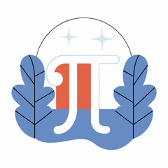 Pi Day Graphic:  Stylized Pi Symbol, Coral & Blue.