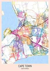 Cape Town South Africa City Map, district banner, business modern landmark, neighborhood paint travel, hometown downtown design, destination landmark