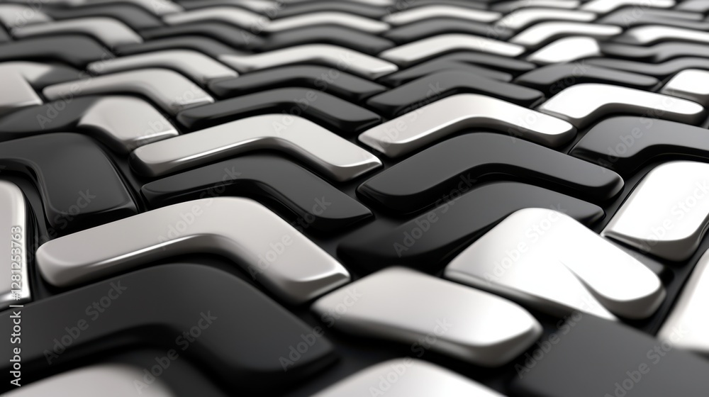 Poster abstract background featuring repeating black and white chevron shapes creating a three dimensional 