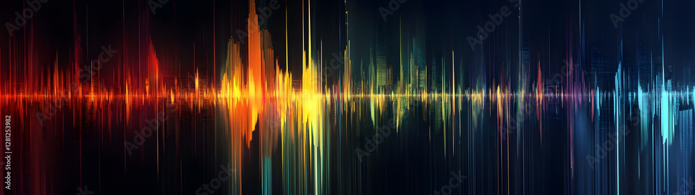 Poster colorful abstract digital sound wave frequency spectrum equalizer visualization futuristic audio wav