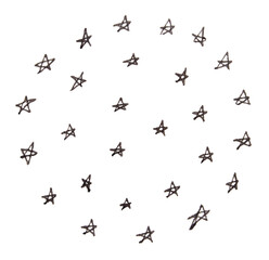 Circular pattern of starfish on transparent background