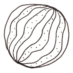 Hand-drawn watermelon slice with background and organic lines