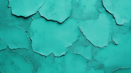 Obraz premium Textured Turquoise Wall with Cracked Paint and Peeling Layers