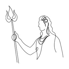 Hindu Deity Shiva Line Art, Trisula, Online Drawing, Sacred Symbol
