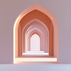 Geometric, minimalist frame with an open design, isolated on white, ideal for showcasing Ramadan content 