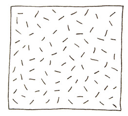 Pattern of randomly oriented white lines on black square background