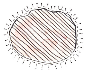 Abstract illustration of doodle cloud with striped pattern and radiating lines