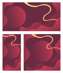 Abstract wavy banners set with circular copy space and red gradients