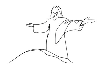 Jesus Christ, One Line Drawing, Open Arms, Welcoming, Savior, Redemption, Hope, Faith, Christianity, 