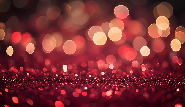 Large-Size Heart-Themed Background with Red, Pink, and Gold Bokeh Lights and Sparkles, Perfect for Valentine's Day, Birthday, and Mother's Day